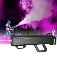 Telbum Nebelmaschine 1500W Party Gun mit 6 LEDs, Handheld Nebelmaschine mit Ständer/Gurt Dual Use, Timerfunktion, Fog Machine für Halloween Party, DJ Disco Bühne Hochzeit