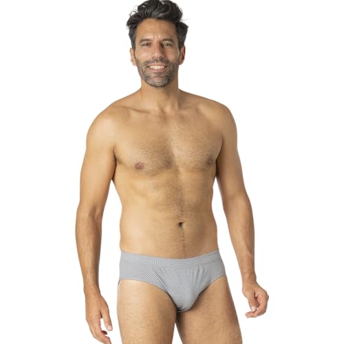 Lot de 3 Slips Homme Taille Basse - Jersey 100% Coton Peigné - Avants Doublés - Label Oeko-TEX® Standard 100 - Maintien Supérieur, Grand Confort, Gris/Noir, XXL – vue 4