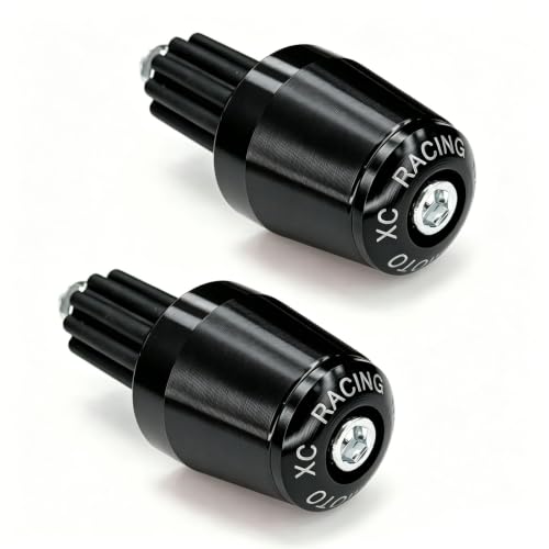 GGAA 2PCS Motorcycle Handlebar End Caps, Aluminum Alloy 7/8 Inch 22mm Bar End Plugs, Universal Handlebar Ends, Wear-Resistant Grip End Protectors for Motorcycles, Scooters, Dirt Bikes, Black