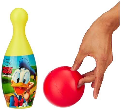 Image of Amazon Brand Jam & Honey Mickey Mouse Bowling Set for Kids, BIS Safe for Kids, Indoor Outdoor Bowling Game with 6 Pins and Ball, Fun Skill Building Toy for Kids Age 3+ Years