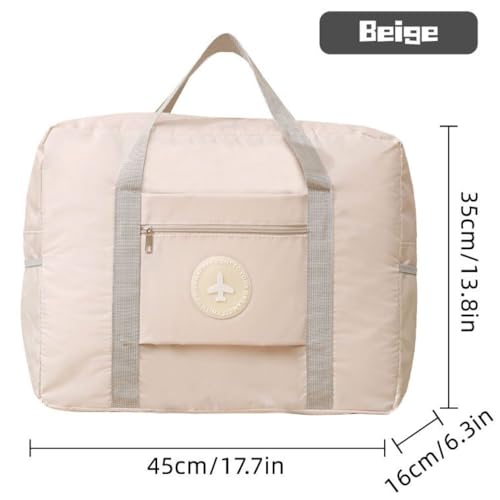 Image of CAVALO - Be Unique Travel Bags for Luggage Spacious with Pockets Foldable Weekender Zipper Duffle Bag, Stylish Handbag Carry on Trolley Bag Waterproof (44 x 18 x 35 cm) (Beige)
