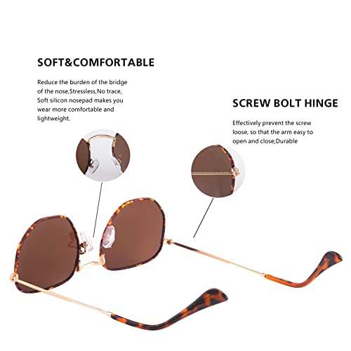 Image of Hipster Hexagonal Polarized Sunglasses Men Women Geometric Square Small Vintage Metal Frame Retro Shade Glasses