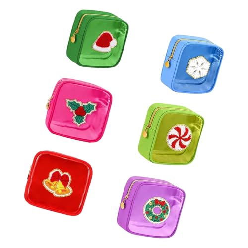 Pack of 6/12 Compact Watertight Cosmetic Bags Sturdy Nylon Backpack Essential Watertight Travel Pouches Holiday Stocking Stuffer