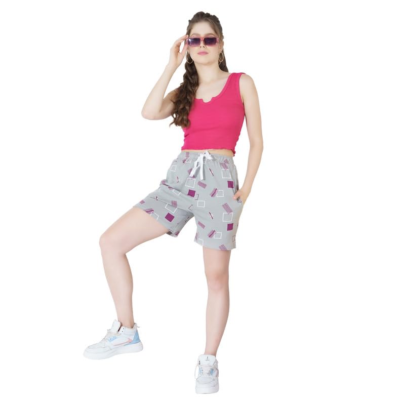 Riza Hosiery Fabric Relaxed Fit Printed Shorts/S-8080-image-38