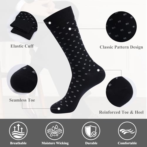 Mens Dress Socks Classic Patterned Business Crew Cotton Socks for Father Birthday Christmas Gifts 5 Pairs4