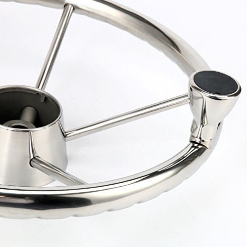 image for Amarine Made 5-Spoke 13-1/2 Inch Destroyer Style Stainless Boat Steeri