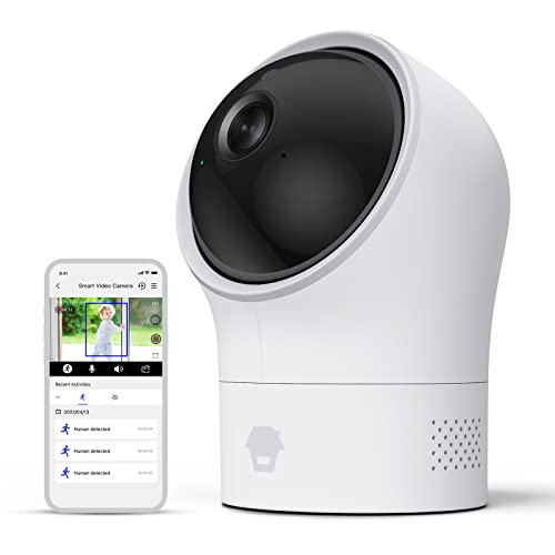 Chuango PT-300Q Cámara de Vigilancia con WiFi para Interiores- Detección de Movimiento en la Casa - Visión Panorámica, Nocturna e Inclinación - Cámara 1080P - Audio Bidireccional