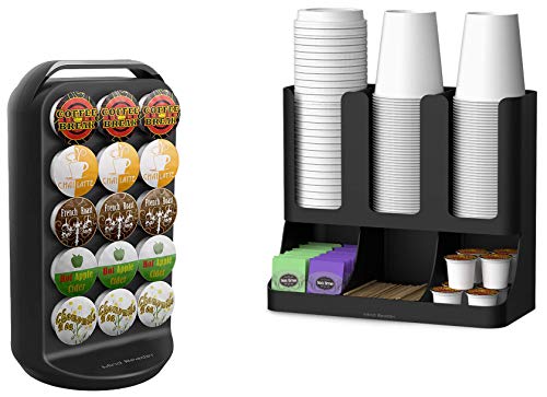 Mind Reader CRUP6-BLK K-Cup Carousel and Coffee Condiment / Cup Organizer, Capacity 30