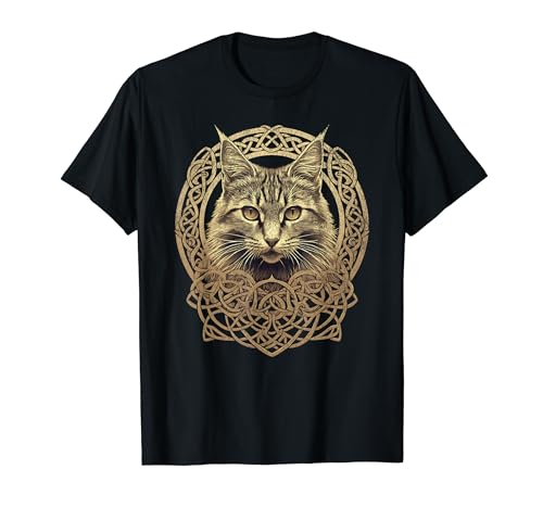 Celtic Cat Nudos nórdicos irlandeses Wicca Wicca Pagan Kitty Witch Camiseta
