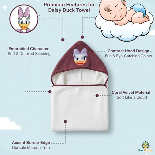 Image of Ultra-Soft Baby Hooded Towel - Coral Velvet Wrap Your Little One in Softness and Joy, Hypoallergenic & Super Absorbent Bath Wrap for Newborns & Toddlers |Cute Animal Design(0-5 Years)(White&Purple)