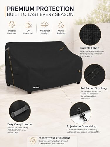 Image of ANartcle 3-Seater Patio Sofa Cover,85W x 37D x 35H Inches Outdoor Couch Cover,100% Waterproof Heavy Duty Patio Sofa Covers,Patio Furniture Covers,Black