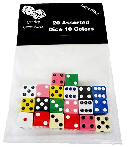 20 Assorted Dice 10 Colors 16 mm - Great for Gaming Casino Night - Brought to You by DLS - Image 2