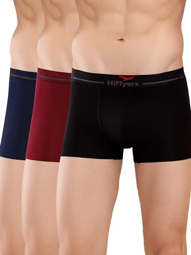 Image of HiFlyers Men's Cotton Spandex Odour-Free, Long Lasting Comfort, All Day Fresh and Confidence Dark Knight Collection Solid Trunks