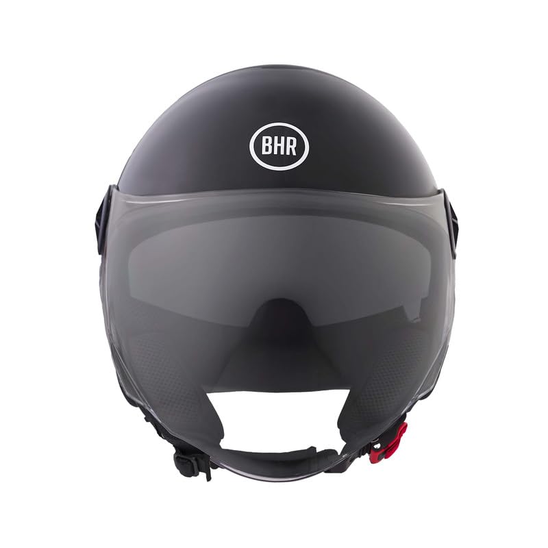 BHR Casco Demi-Jet 840 DUAL SHIELD - Casco Scooter Doppia Visiera Omologato ECE 22.06 con Visierino Interno Parasole e Sgancio Micrometrico - Nero Metallizzato L