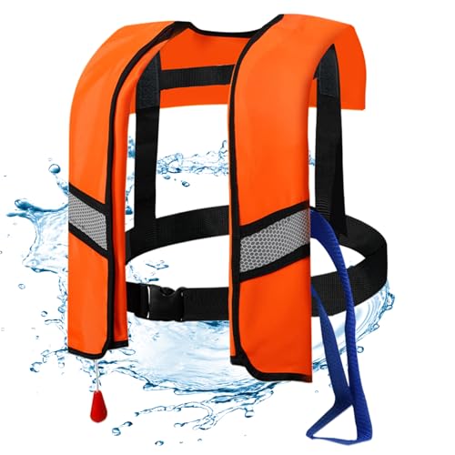 Jackets salvavidas inflables para adultos, chaleco salvavidas inflable, chaleco automático de vida inflable 150n Nylon Buckle Swim Chaleco de natación portátil Vida salvavidas para adultos, naranja
