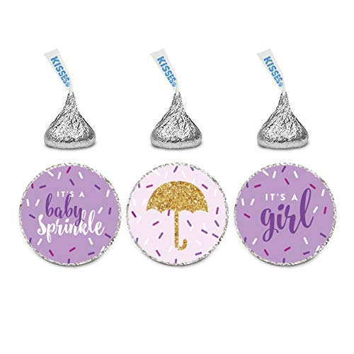 Andaz Press Chocolate Drop Labels Trio, Girl Baby Shower, Baby Sprinkle, Lavender, 216-Pack, Fits Kisses Party Favors, Decor, Decorations #TOP30