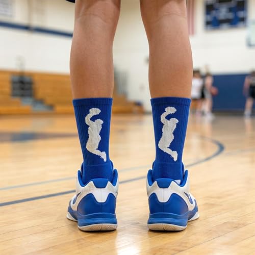 Image of ChalkTalkSPORTS Basketball Socks - Cushioned Mid-Calf Crew - Youth & Adult | Moisture-Wicking Performance Blend, Athletic Basketball Gear, Stay-Up Technology, Arch Support, Breathable, Boys and Men