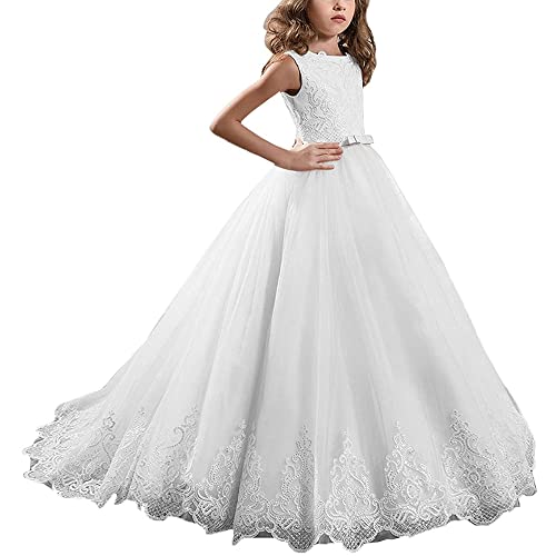 Abaowedding Flower Girl Dresses First Communion Dresses Girl Pageant Dresses Long Lace Sequin Girl Dresses Ball Gown