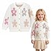 Simplee kids Baby Girls Cardigan Floral Knit Spring Long Sleeve Toddler Sweaters White 4-5 Years
