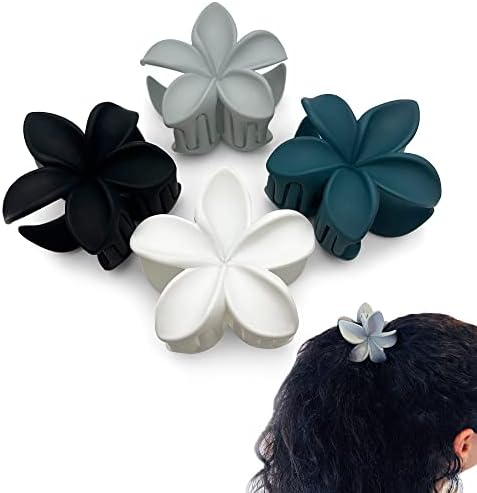 Luvearo 4pc Nonslip Matte Flower Hair Clips for Women Thick Hair to Thin Aesthetic Flower Claw Clips for Hair Acessories for Women Hawaiian Hair Flower Clips for Hair Women