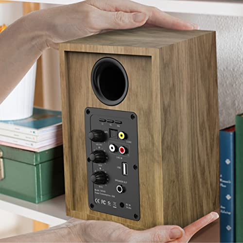 Pyle Powered Bookshelf Speaker Monitors, Hifi Studio Monitor Computer Desk Stereo Speaker System, Opt/Coax/Rca/Usb/Aux Out Connection, Vol/Treb/Bass Control Studio Sound, Wood - Pbksrb40 #TOP7