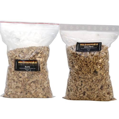 Räucherchips Mix 10×200g – Apfel, Kirsche, Buche, Hickory, Ahorn, Walnuss, Erle, Birke, Eiche, Esche | 2kg Smoker Woodchips Set von Smokerholz24 BBQ