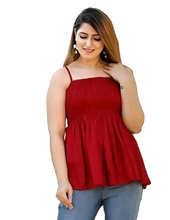 Women's Black Spaghetti Strap Top, Smocked Bodice, Flowy Fit, Casual Style-picture-19