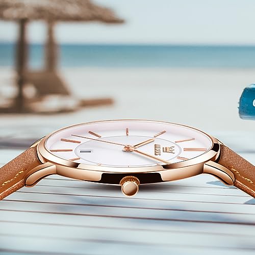 Image of OLEVS Womens Watch Minimalist Simple Slim Thin Original Analog Quartz Dress Wrist Watches Stainless Steel Mesh or Leather Strap Waterproof Watches for Ladies