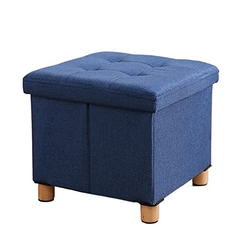 Reposapiés plegable de almacenamiento, caja de juguetes, mesa de café, baúl, asiento de baúl, taburete azul medianoche (color: marrón) (azul)