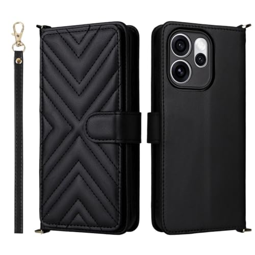 Étui pour Nokia HMD Fusion en cuir noir à rabat et double portefeuille