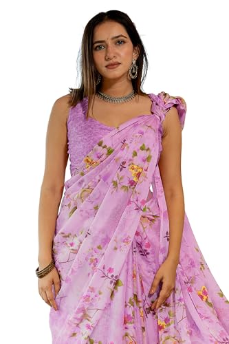 Image of MIRCHI FASHION Saree for Woman Chiffon Floral Printed | Lightweight All-Day Comfortable Women's Sari with Unstitched Blouse Piece (Available in 30 Colors)