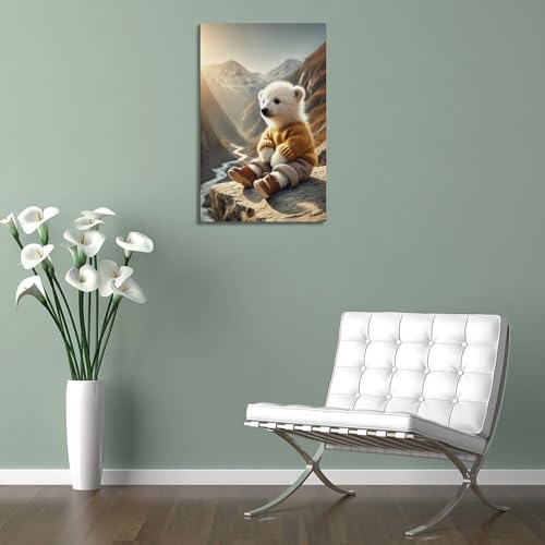 Impression sur toile ours polaire WIZIGM œuvre d'art murale de qualité premium