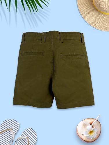 Image of KiddoPanti Boys Solid Cotton Woven Knee Length Formal Shorts