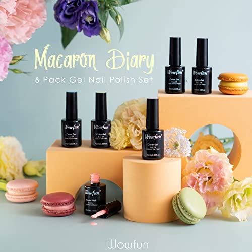 Gel Nail Polish Set Pastel - Wowfun 6 Colors 10Ml Gel Polish Set Spring Summer Pink Green Blue Soak Off Macaron Nail Polish Purple Yellow Diy At Home Gift For Starter And Professional Birthday Gifts For Her (Macaron Diary) #TOP5