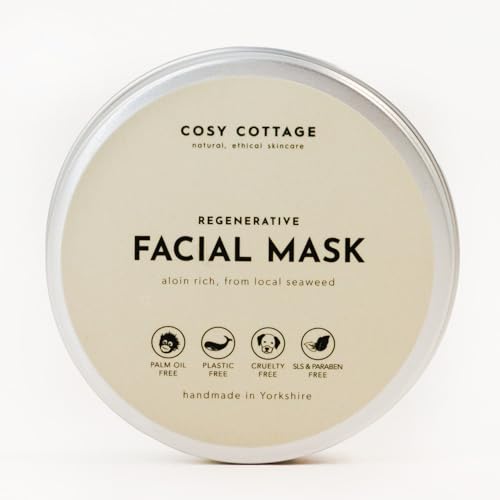 Cosy Cottage Aloin-Rich Regenerative Face Mask - 100ml | Nourishing, Soothing and Anti-Aging | Aloe Vera and Kelp Extracts | Ideal for Dry Skin, Rosacea, Eczema and Psoriasis | Plastic-Free, Sustainab