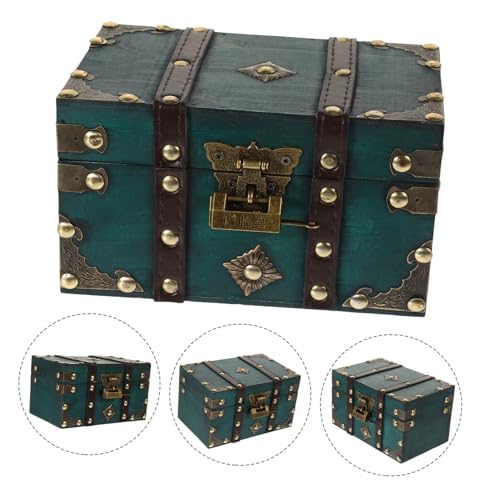 Boîte à bijoux rétro coffre trésor pirate bois boîte de rangement décorative - 5