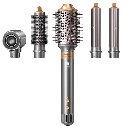 Image of Hair Dryer Brush, webeauty 5 in 1 Professional Hot Air Styling, High-Speed Negative Ionic Hair Dryer Fast Drying, Multi Hair Styler with Air Curling Iron, Volumizing, Straightening (Grey Gold)