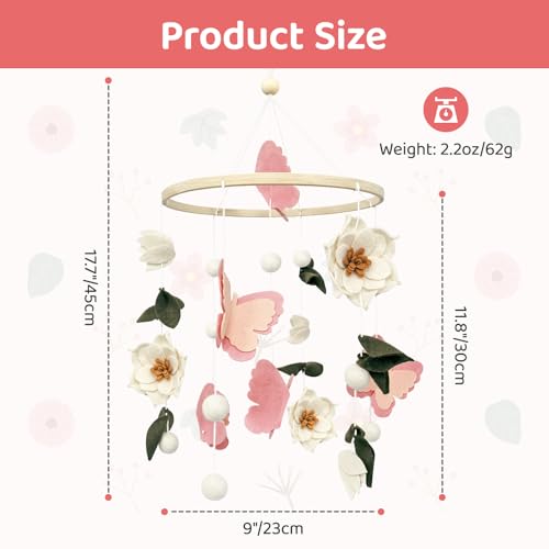 Mobile pour berceau fleurs apaisant pour endormir bébé facilement