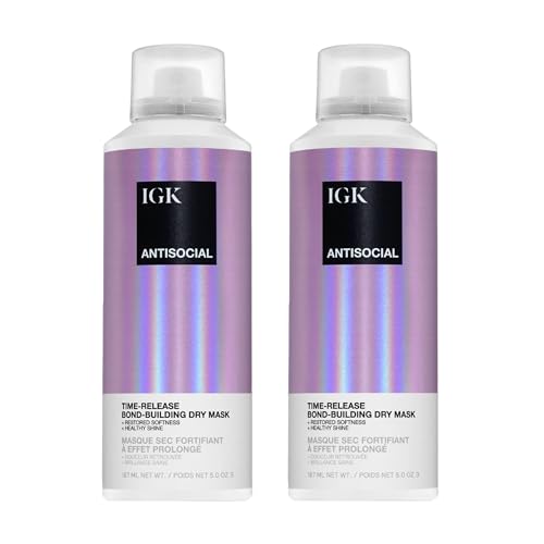 IGK Antisocial Dry Hair Mask – Leave-in Overnight Mask | Hair Bond-Building Treatment for Dry Hair | Overnight Hydration & Shine | Repairs, Softens & Perfect for Extensions | 5.0 oz (Pack of 2)