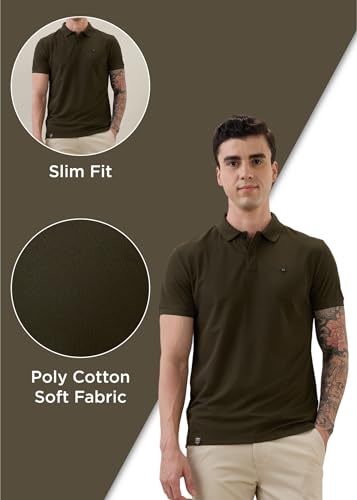 Image of Nostrum Cotton Half Sleeve T-Shirt for Men Boys, Regular Fit, Cherry, Stylish Mens T-Shirts, Polo T Shirt for Man, Collar T Shirts for Men
