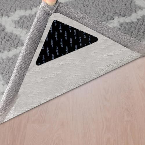 Nuytghr Adesivos antiderrapantes para carpete | 12 peças de rolhas de tapete de canto PU | Dupla fac