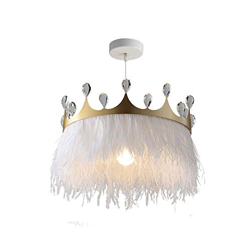 Chandelier plume E27 blanc 40cm luminaire suspendu pour chambre fille