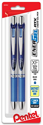 Pentel Caneta de gel líquido retrátil EnerGel RTX (0,3 mm), ponta de agulha, linha extrafina, tinta