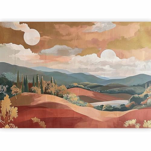 murando PREMIUM Papier peint Motif Rétro années - 450x315 cm Décoration Murale XXL Original Poster Tableaux Muraux Tapisserie Photo Trompe l'oeil - Création Effet terre cuite Orange c-H-10021-a-a