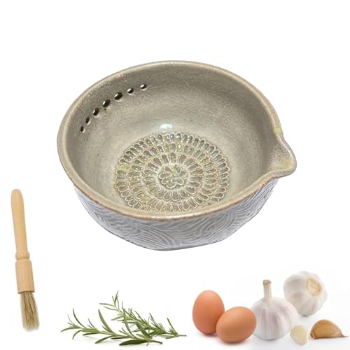 Rallador De Ajo De Cerámica,Cuenco Picadora De Cerámica Con Cepillo | Tabla De Rallar Jengibre | Para la Preparación de Comidas en Casa Camping Cocina Fabricación de Salsa y Cocinar