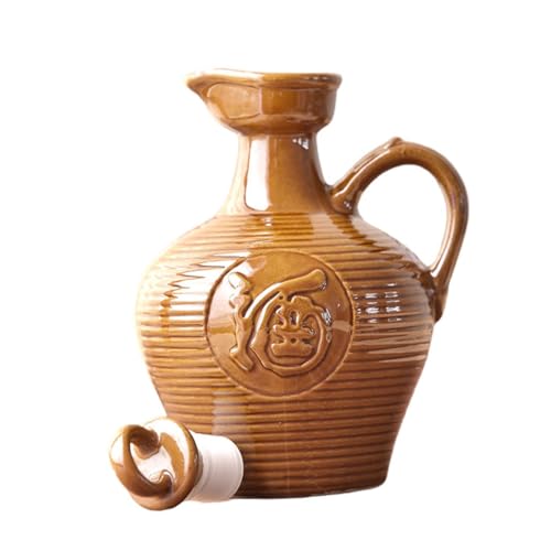 ARTIBETTER Brocca per Vino in Ceramica da 500Ml Manico Bollitore Multifunzione Portatile per Uso Domestico Accessorio Decorativo per la Casa Rilievo Tridimensionale