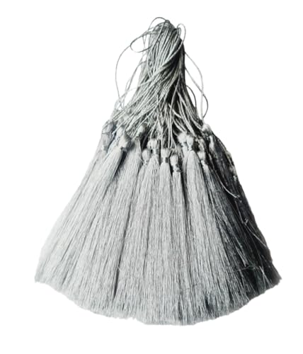 Image of Zippy Flora Handmade Long Zari Tassels, Pack of 10, for DIY Wall Crafts and Projects (Thin - Silver - Pack of 50)