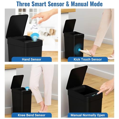 Bote de basura para baño automático de 12L con tapa y sensor 6