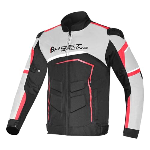HOMDECR Giubbotto Moto Uomo Impermeabile E Antivento Con Protezioni - Giacca Da Motociclista Per Tutte Le Stagioni (Inverno/Estate) (Grigio chiaro - giacca,M)