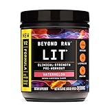 BEYOND RAW LIT V2 Clinical Strength Pre Workout Powder, Hits Harder, Bigger Pumps, Caffeine, L-Citrulline, Creatine, Watermelon, 30 Servings